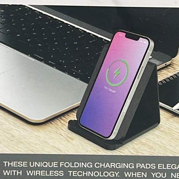 Folding Leather Wireless 🛜 Fast Charging Folding Pad and Stand-Black - Picture 4 of 5